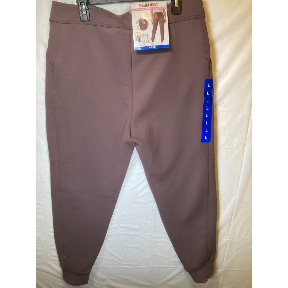 32 Degrees Heat Women's Brown Jogger Pants with Zipper Pockets Large - Picture 3 of 6